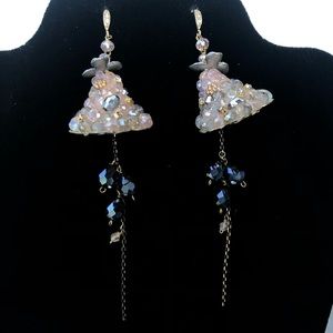 Bell shaped gem dangle earrings